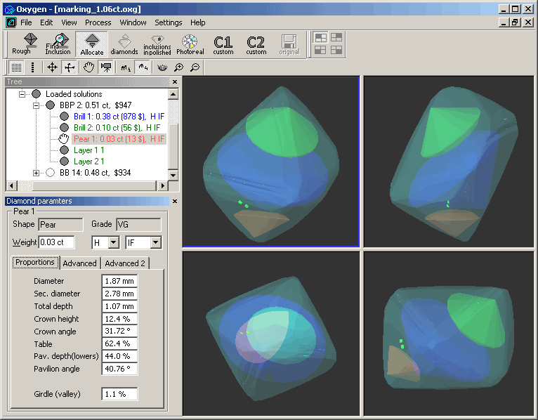 Marking 1.06 ct