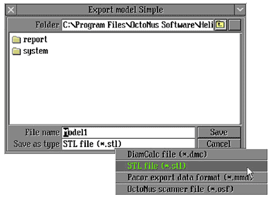 Illustration of possibility of export model to STL file.